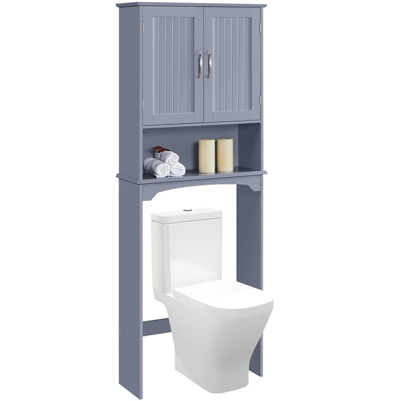 Alden Design Wooden Over The Toilet Bathroom Storage, Gray | Bigbigmart.com