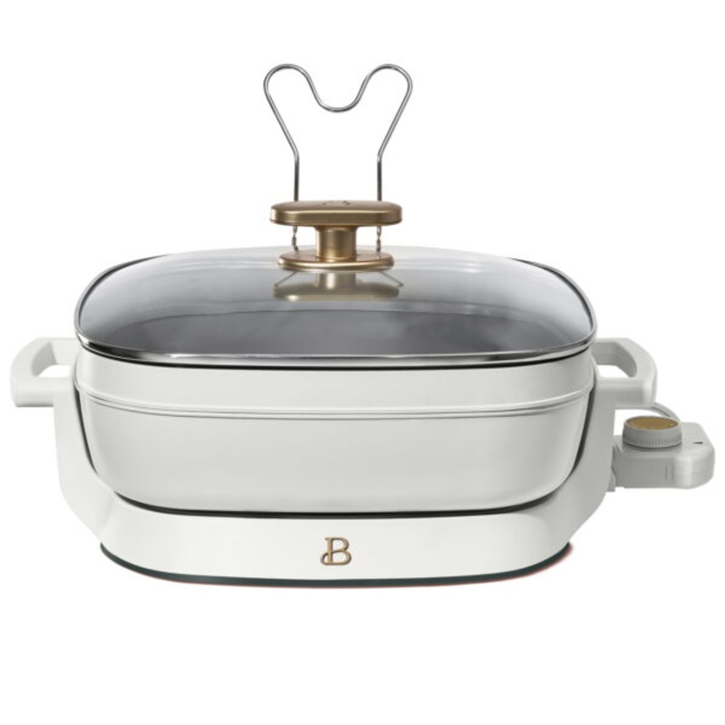 Beautiful 5-in-1 Electric Expandable Skillet, White Icing by Drew Barrymore, Up to 7 QT | Bigbigmart.com