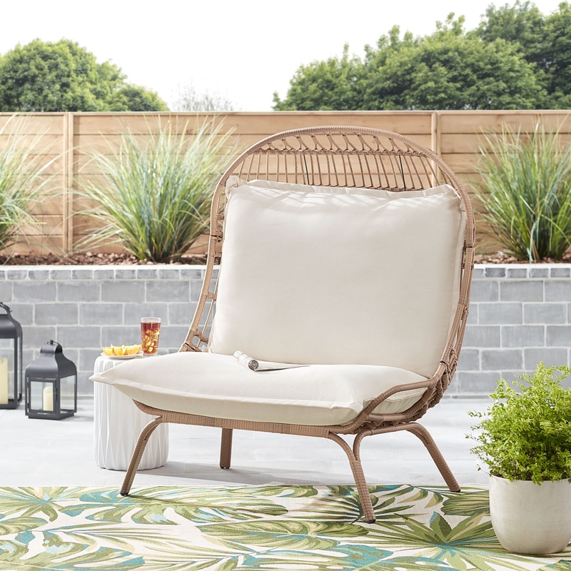 Better Homes & Gardens Willow Sage Steel Wicker Patio Cuddle Chair, Brown | Bigbigmart.com
