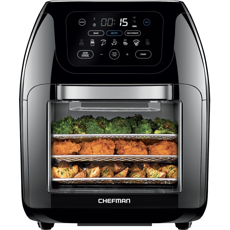 Chefman Multifunctional Digital Air Fryer+ Rotisserie, Fry, Roast & Bake, 17 Presets, XL 10L, Black | Bigbigmart.com