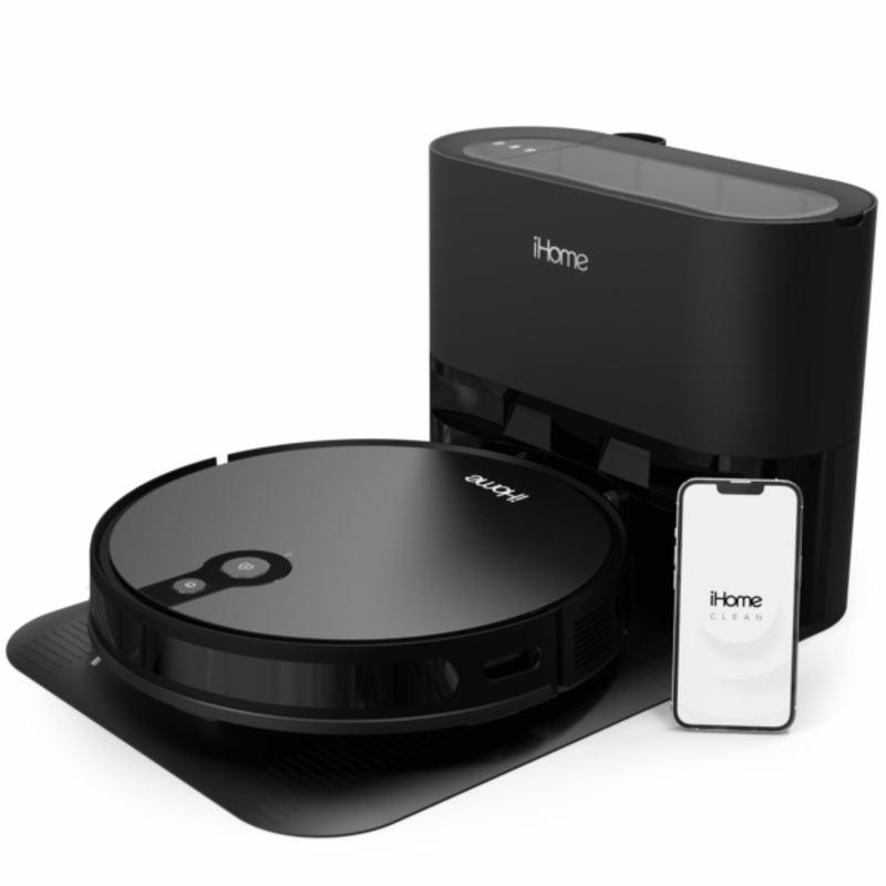 iHome AutoVac Eclipse Pro Robot Vacuum with Auto Empty Base and Mapping Technology, 2200pa Ultra Strong Suction Power, 120 Minute Runtime, Holds Weeks of Debris, App Connectivity | Bigbigmart.com