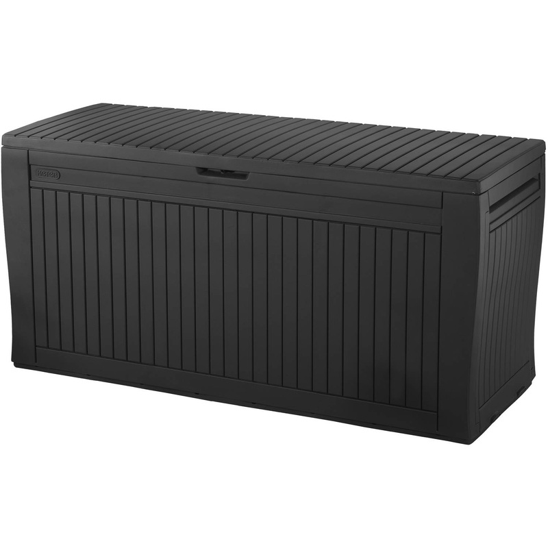 Keter Comfy Outdoor Storage 71-Gallon Resin Deck Box, Espresso Brown | Bigbigmart.com