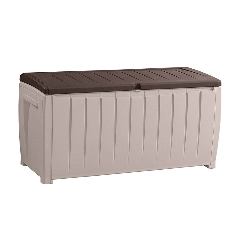 Keter Novel 90 Gallon Weather Resistant Outdoor Patio Storage Deck Box and Bench | Bigbigmart.com