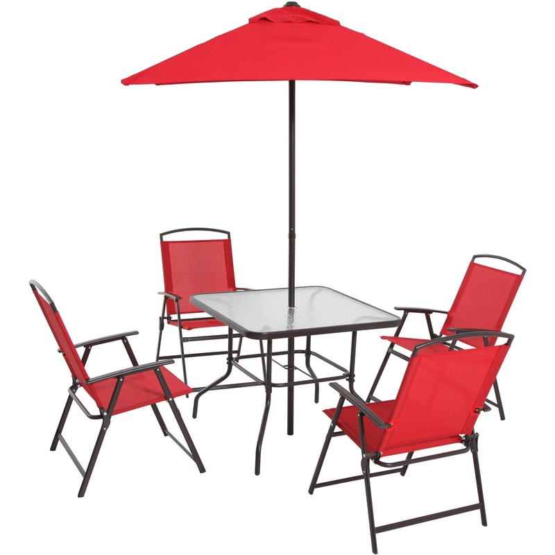 Mainstays Albany Lane 6 Piece Outdoor Patio Dining Set, Red | Bigbigmart.com