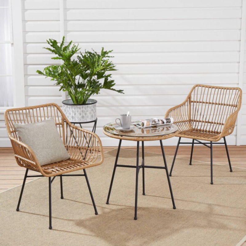 Mainstays Brayhills Bistro Patio Furniture Set, Nature, 3-Piece | Bigbigmart.com