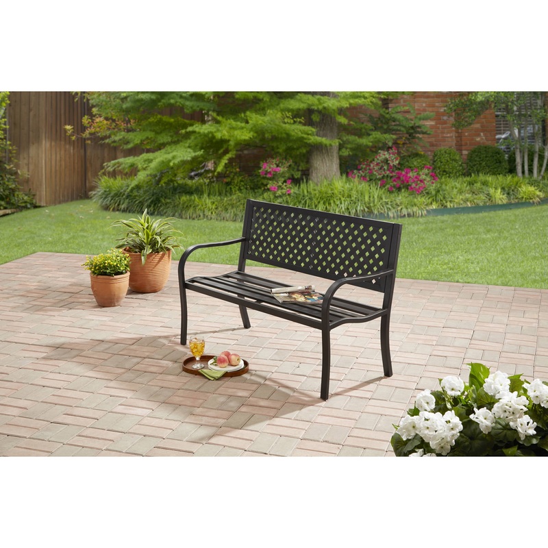 Mainstays Outdoor Durable Steel Bench – Black | Bigbigmart.com