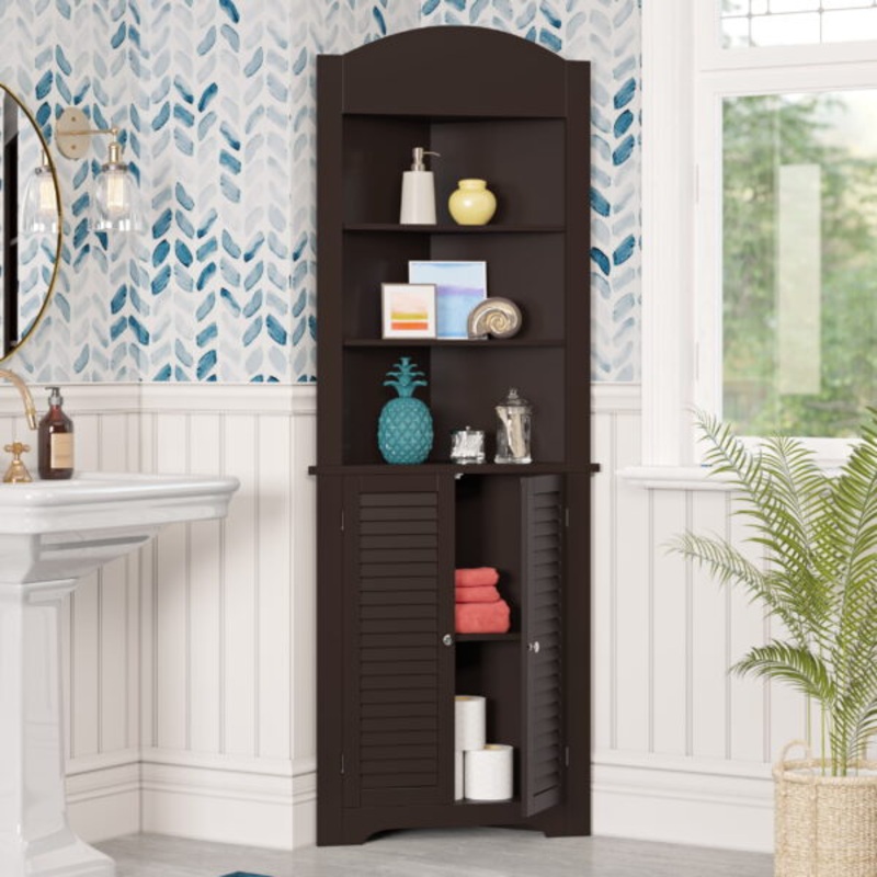 RiverRidge Home Ellsworth Collection – Tall Corner Storage Cabinet, Espresso | Bigbigmart.com