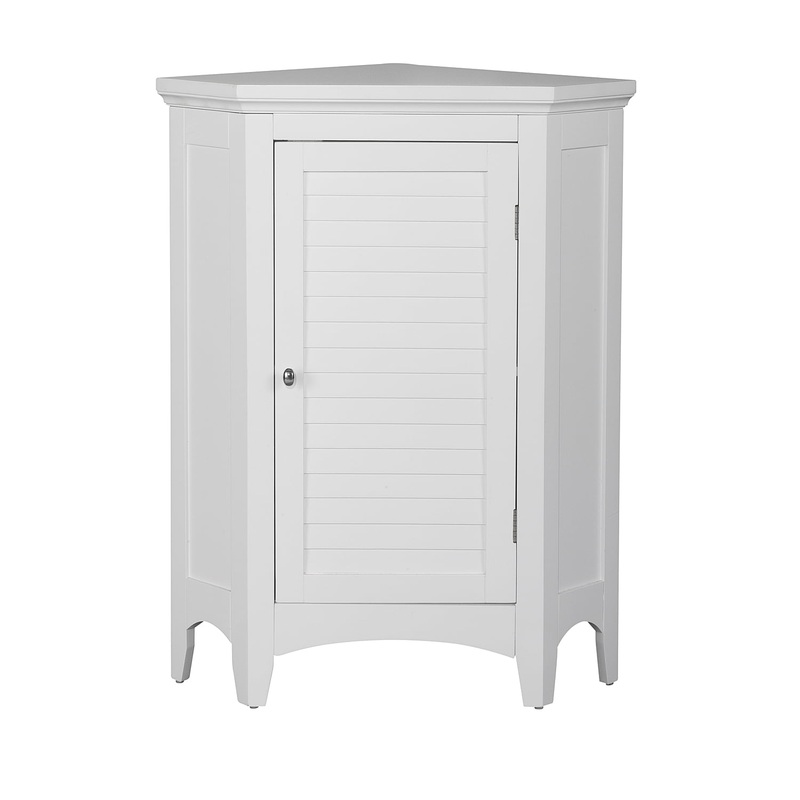 Teamson Home Glancy Wooden Corner Floor Cabinet with Shutter Door, White | Bigbigmart.com