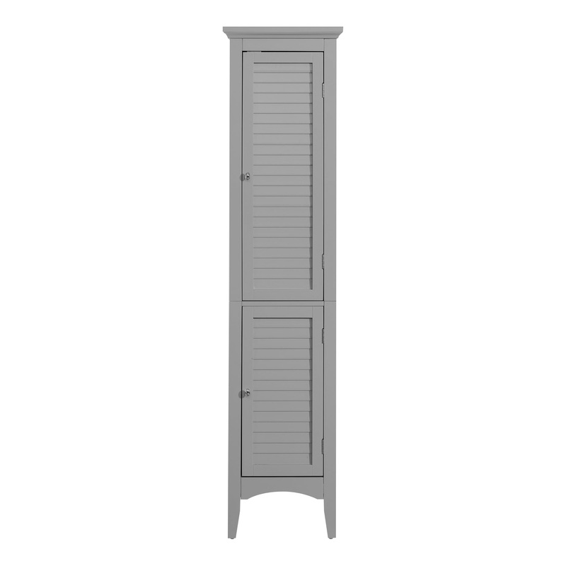 Teamson Home Glancy Wooden Linen Tower Cabinet with Storage, Gray | Bigbigmart.com
