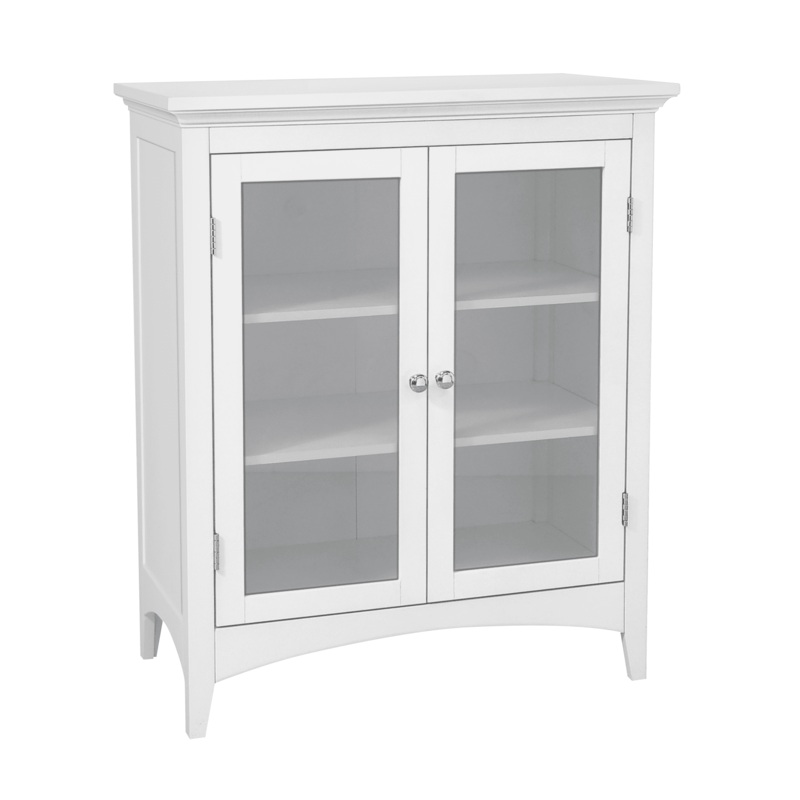 Teamson Home Madison Wooden Floor Cabinet with 2 Glass Doors, White | Bigbigmart.com