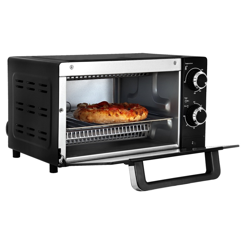 Total Chef 4 Slice Toaster Oven 1000W Convection Oven Compact Baking Toasting Rack, Black | Bigbigmart.com