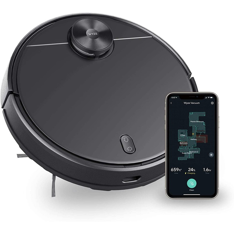 Wyze Robot Vacuum with LiDAR Room Mapping, 2,100Pa Strong Suction, Straight-line Movements, Virtual Walls, Ideal for Pet Hair, Hard Floors and Carpets, Wi-Fi Connected Robotic Vacuum & Self-Charging | Bigbigmart.com