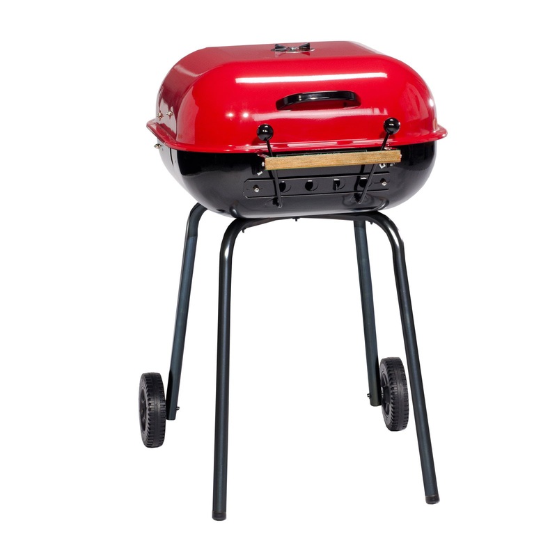 Americana Swinger 6 Position Charcoal Grill, Powder Paint/Red | Bigbigmart.com