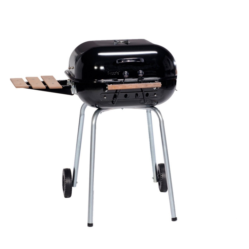 Americana Swinger Charcoal Grill with Side Table – Black | Bigbigmart.com