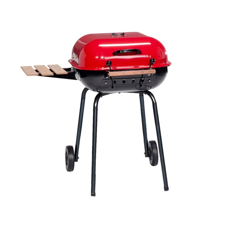 Americana Swinger Charcoal Grill with Side Table – Red | Bigbigmart.com