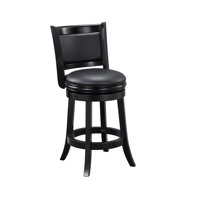 Boraam Augusta 24in. Swivel Wood Counter Stool, Black Finish | Bigbigmart.com