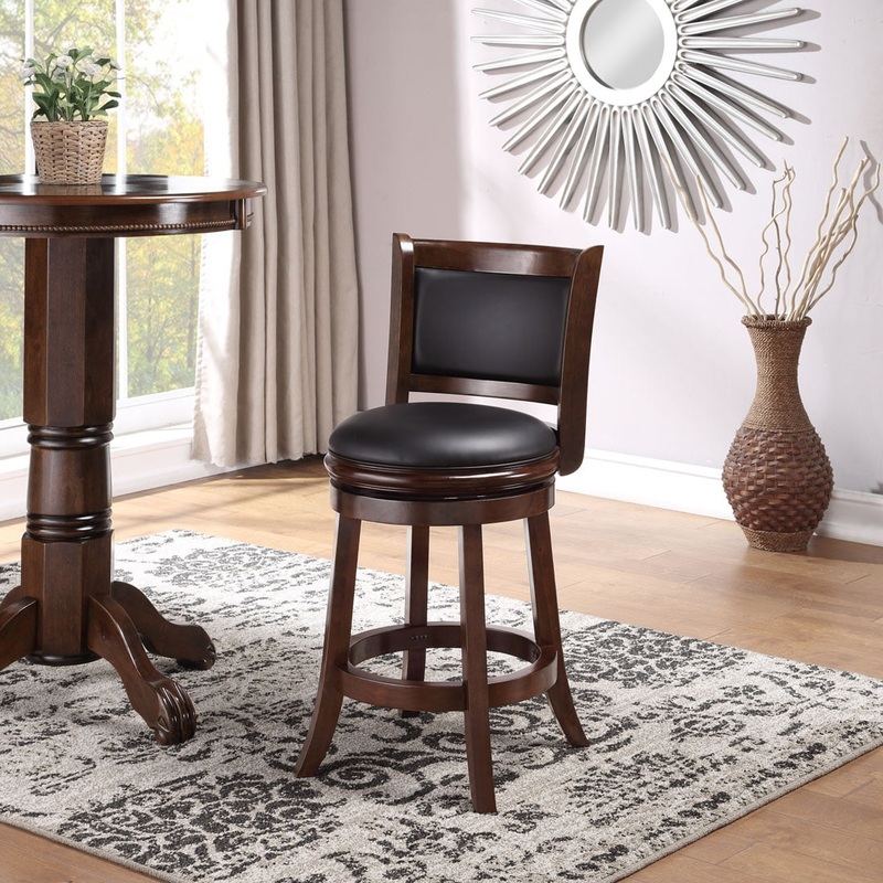 Boraam Augusta 24in. Swivel Wood Counter Stool, Cappuccino Finish | Bigbigmart.com