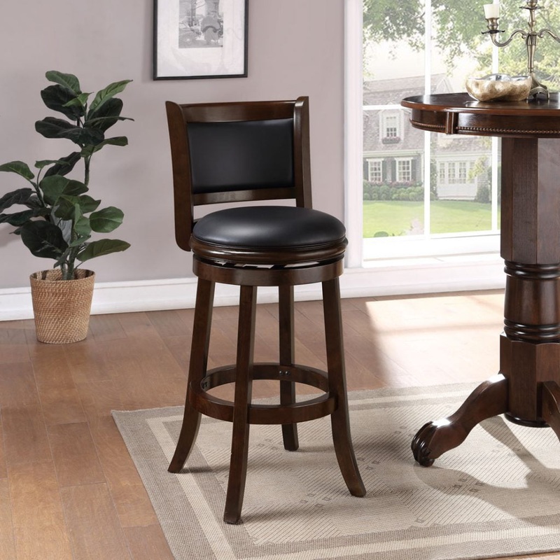 Boraam Augusta 29in. Swivel Wood Bar Stool, Cappuccino Finish | Bigbigmart.com