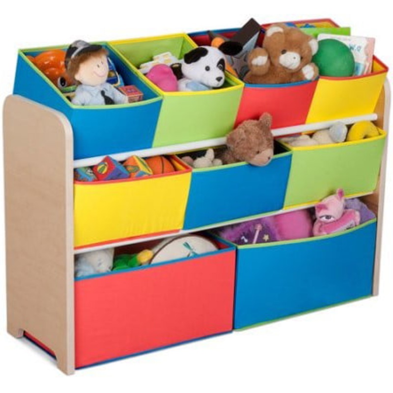 Delta Children Deluxe Multi-Bin Toy Organizer with Storage Bins, Greenguard Gold Certified, Natural/Primary | Bigbigmart.com