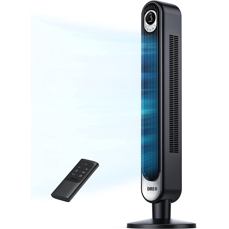 Dreo Tower Fan 42 Inch, Cruiser Pro T1 Quiet Oscillating Bladeless Fan with Remote, 6 Speeds, 4 Modes, LED Display, 12H Timer, Black Floor Standing Fan Powerful for Indoor Home Bedroom Office Room | Bigbigmart.com