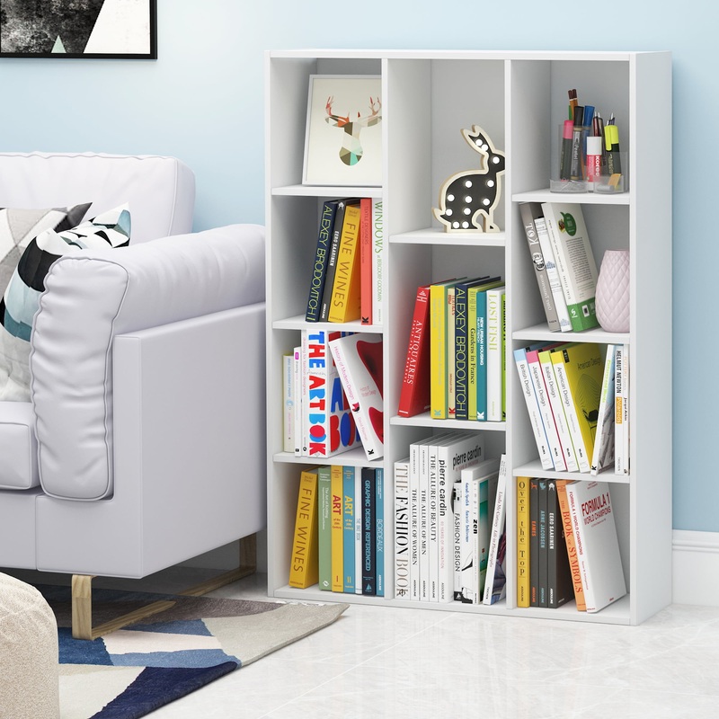 Furinno 11-Cube Reversible Open Shelf Bookcase, White | Bigbigmart.com