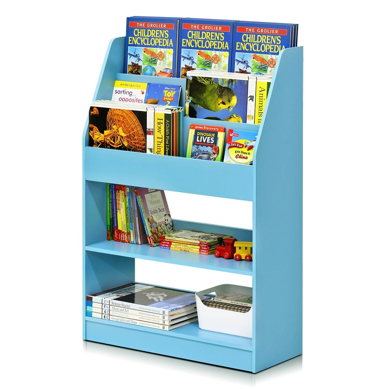 Furinno KidKanac Kids Bookshelf, 5 Shelf, Light Blue | Bigbigmart.com