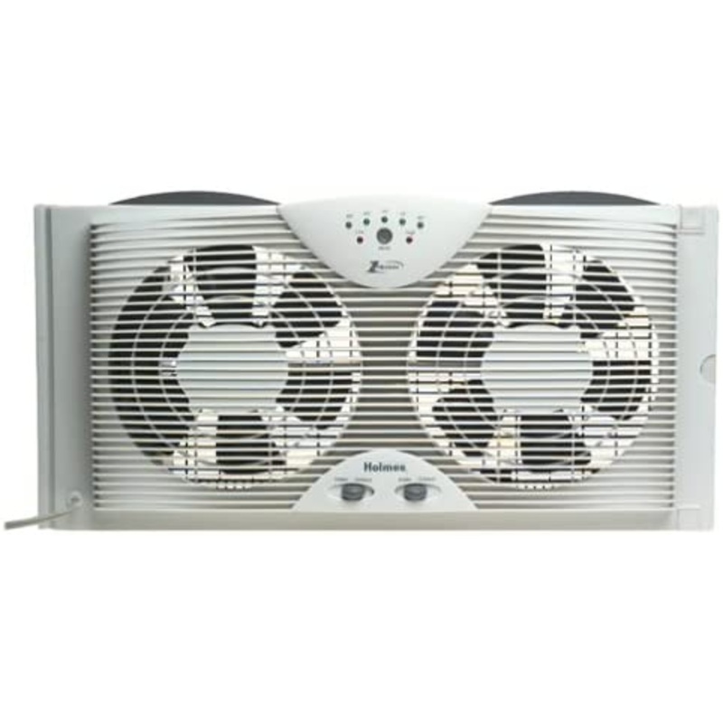 Holmes Dual 8 Blade Twin Window Fan with LED One Touch Thermostat Control | Bigbigmart.com