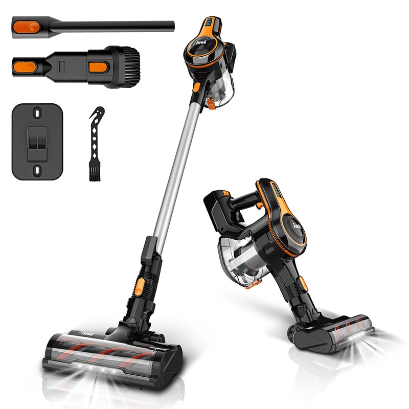 INSE Cordless Vacuum Cleaner, 6-in-1 Stick Vacuum Cleaner with Detachable Battery, 25kPa Strong Suction, Extra Large Dustbin, Powerful Brushless Motor, Ultra Quiet Lightweight | Bigbigmart.com