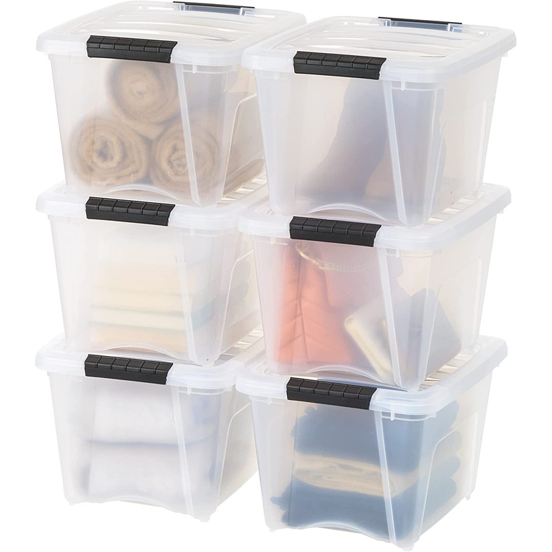 IRIS USA 19 Qt. Plastic Storage Container Bin with Secure Lid and Latching Buckles, 6 pack – Clear, Durable Stackable Nestable Organizing Tote Tub Box Toy General Organization Small | Bigbigmart.com