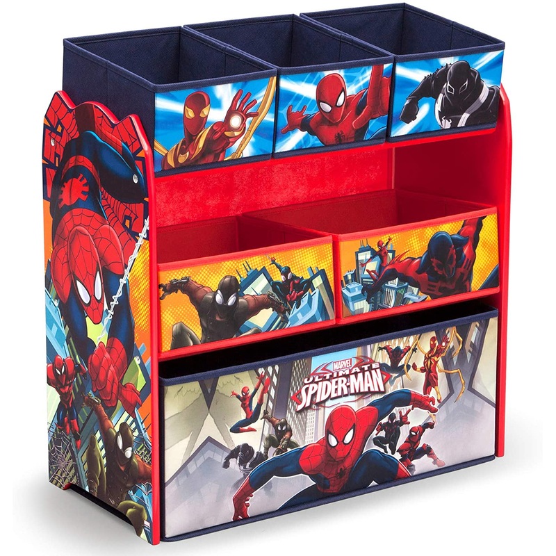 Marvel Spider-Man 6 Bin Design and Store Toy Organizer by Delta Children, Greenguard Gold Certified | Bigbigmart.com