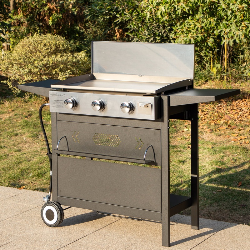 MF Studio 33,000 BTU Portable Propane Tabletop Griddle with 3 Burners | Bigbigmart.com