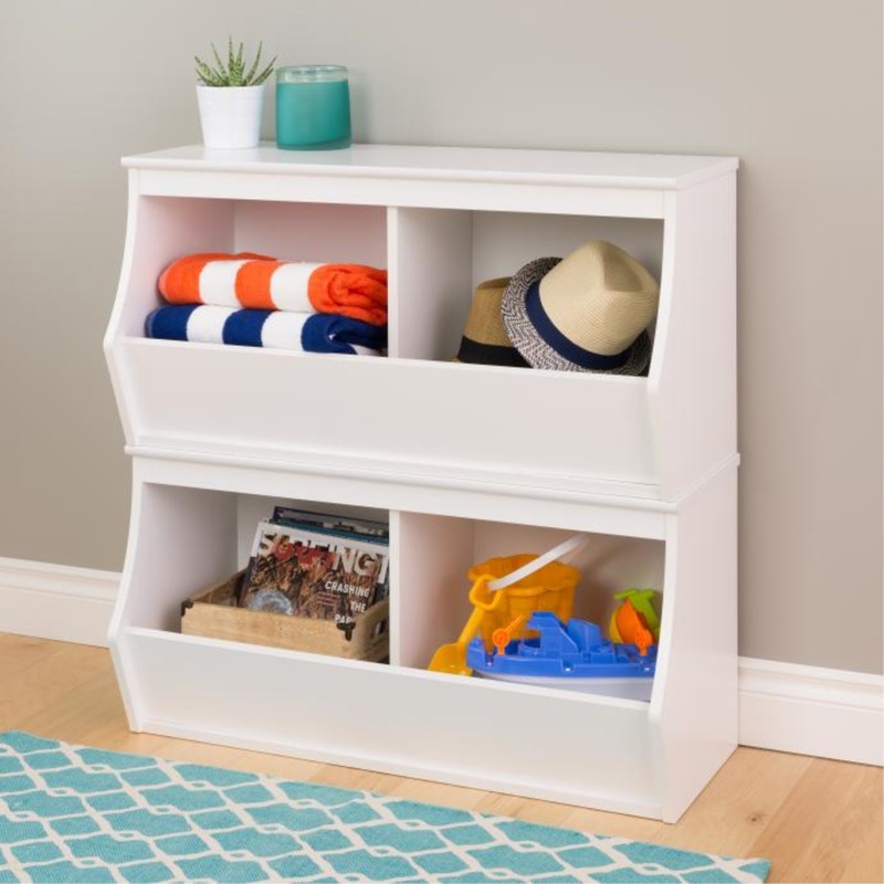 Monterey Stacked 4-Bin Storage Cubbie, White | Bigbigmart.com
