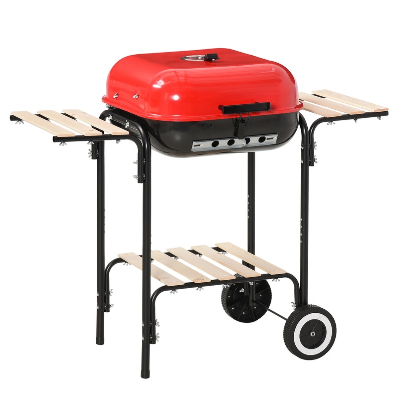Outsunny 19 Steel Porcelain Portable Outdoor Charcoal Barbecue Grill | Bigbigmart.com