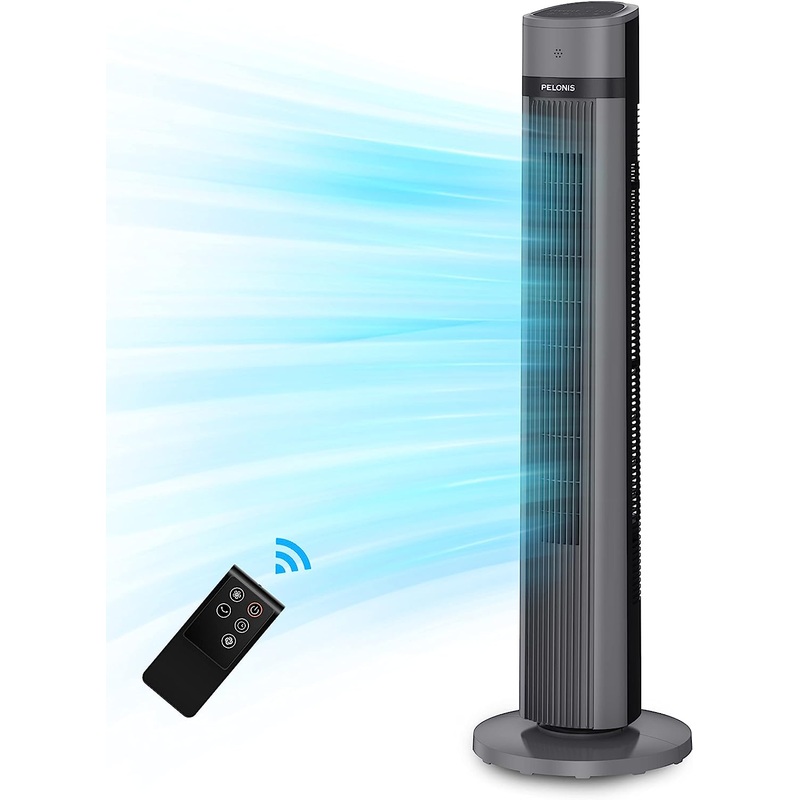PELONIS 40”Oscillating Tower Fan | Remote Control | Quiet Stand Up | 3 Speed Settings | 3 Modes |15-Hour Timer | LED Display | for Bedroom Home Office Use| Black | Bigbigmart.com