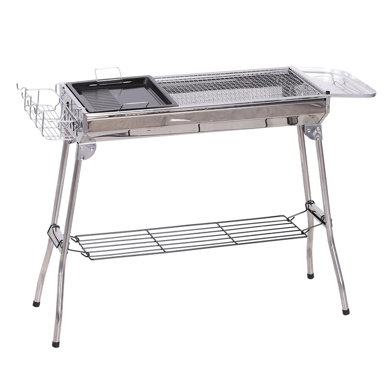 Portable Folding Charcoal BBQ Grill Stainless Steel Camp Picnic Cooker | Bigbigmart.com