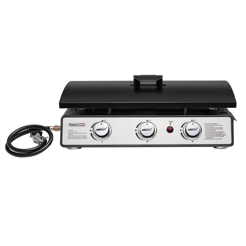 Royal Gourmet PD2301S 24 3-Burner Portable Gas Griddle with Top Hard Cover | Bigbigmart.com