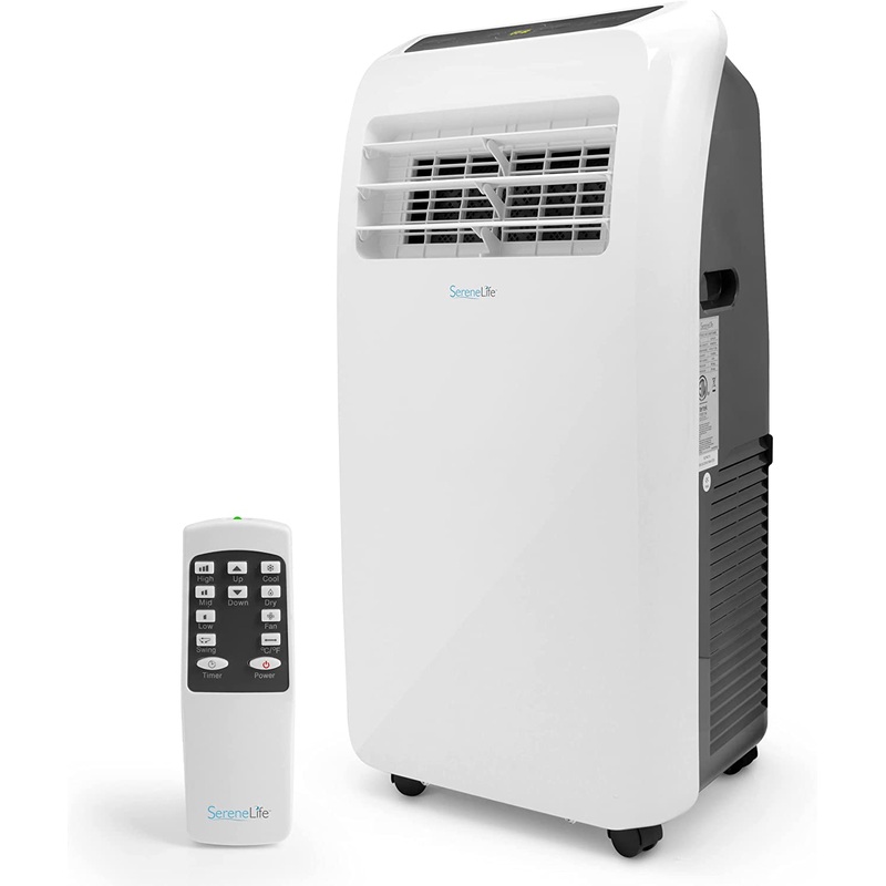 SereneLife SLPAC8 SLPAC 3-in-1 Portable Air Conditioner with Built-in Dehumidifier Function,Fan Mode, Remote Control, Complete Window Mount Exhaust Kit, 8,000 BTU, White | Bigbigmart.com