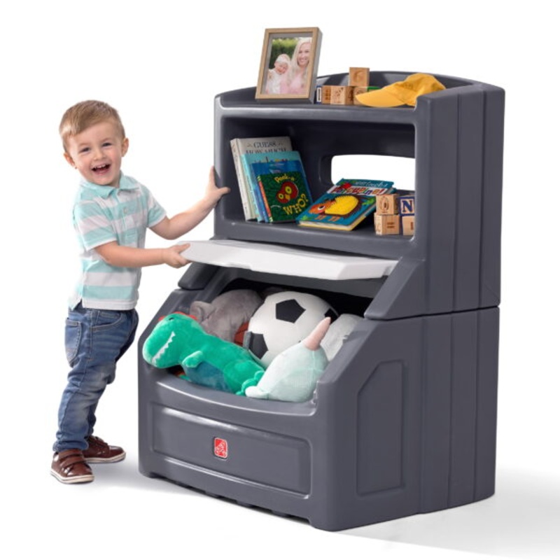 Step2 Lift & Hide Toddler Bookcase Storage Chest Gray | Bigbigmart.com