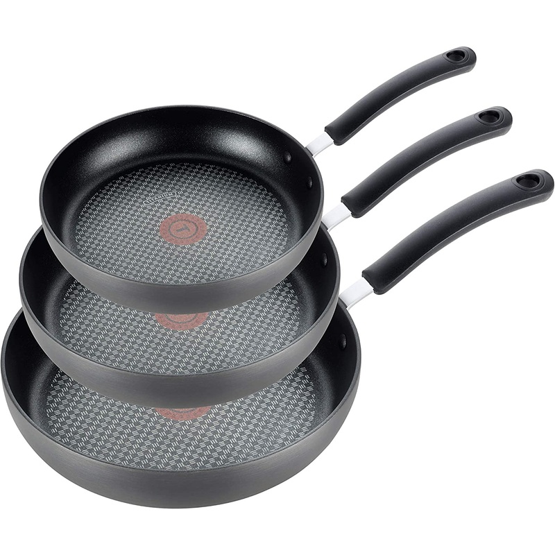 T-fal Ultimate Hard Anodized Nonstick Fry Pan Set 8, 10.25, 12 Inch Cookware, Pots and Pans, Dishwasher Safe Black | Bigbigmart.com