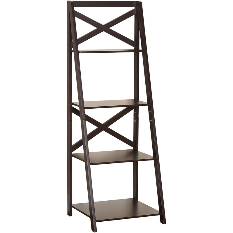 TMS X 4 – Tier Shelf, Ladder Bookcase, Espresso | Bigbigmart.com