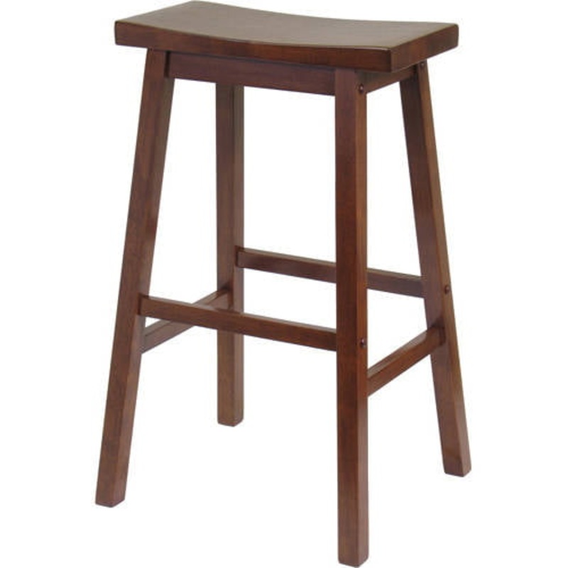 Winsome Wood Satori Saddle Seat Bar Stool, 29, Walnut | Bigbigmart.com