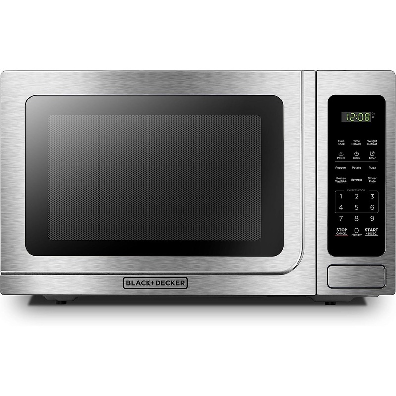 BLACK+DECKER EM036AB14 Digital Microwave Oven with Turntable Push-Button Door, Child Safety Lock, Stainless Steel, 1.4 Cu.ft | Bigbigmart.com