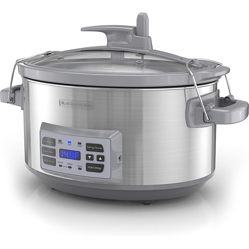 BLACK+DECKER SCD7007SSD Digital Slow Cooker with Temperature Probe + Precision Sous-Vide, 7-Quart Capacity, Stainless Steel | Bigbigmart.com