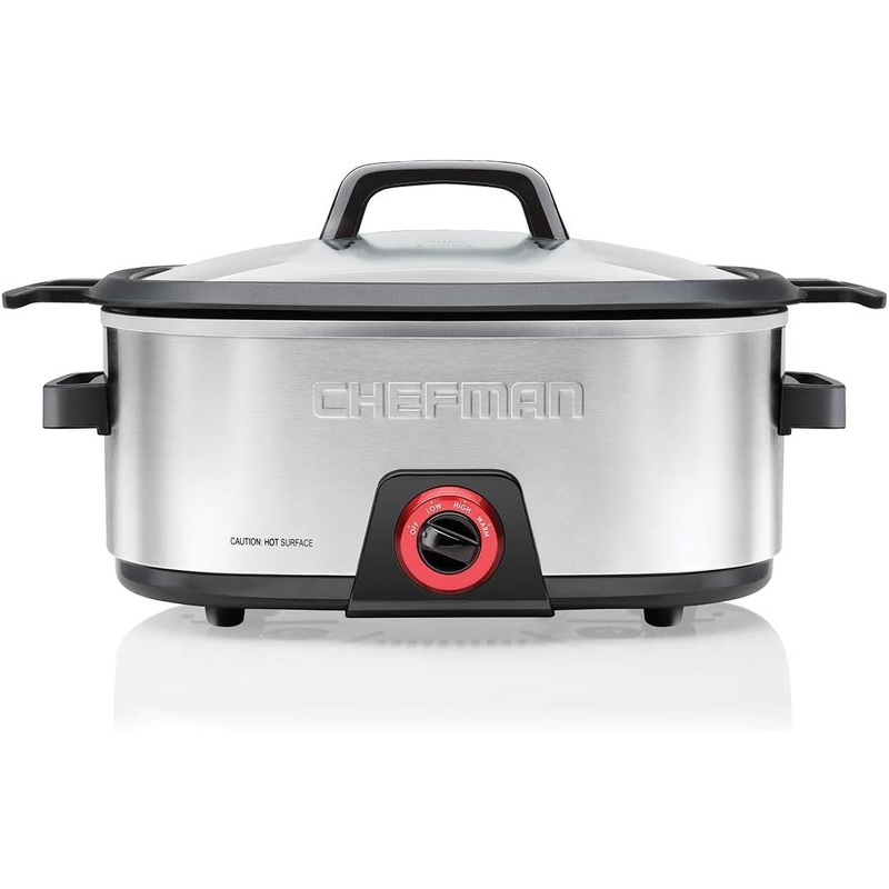 Chefman 6-Quart Slow Cooker, Electric Countertop Cooking, Stovetop & Oven-Safe Removable Insert for Browning & Sauting, Family-Size Soups & Stews, Nonstick & Dishwasher-Safe Interior,Stainless Steel | Bigbigmart.com