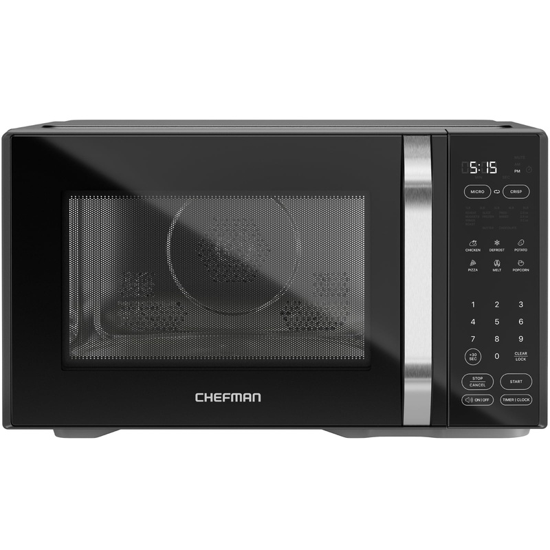 Chefman Microcrisp 1.1 cu. ft. Countertop Microwave Oven + Crisper, 1800 Watts, Black | Bigbigmart.com