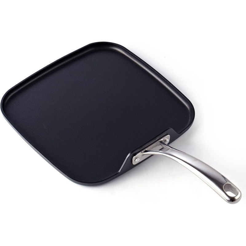 Cooks Standard Hard Anodized Nonstick Square Griddle Pan, 11 x 11-Inch, Black | Bigbigmart.com