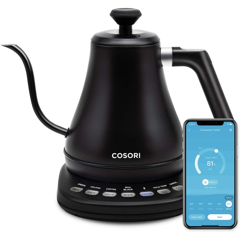 COSORI Electric Gooseneck Kettle Smart Bluetooth with Variable Temperature Control, Pour Over Coffee Kettle & Tea Kettle, 100% Stainless Steel Inner Lid & Bottom, Quick Heating, Matte Black | Bigbigmart.com