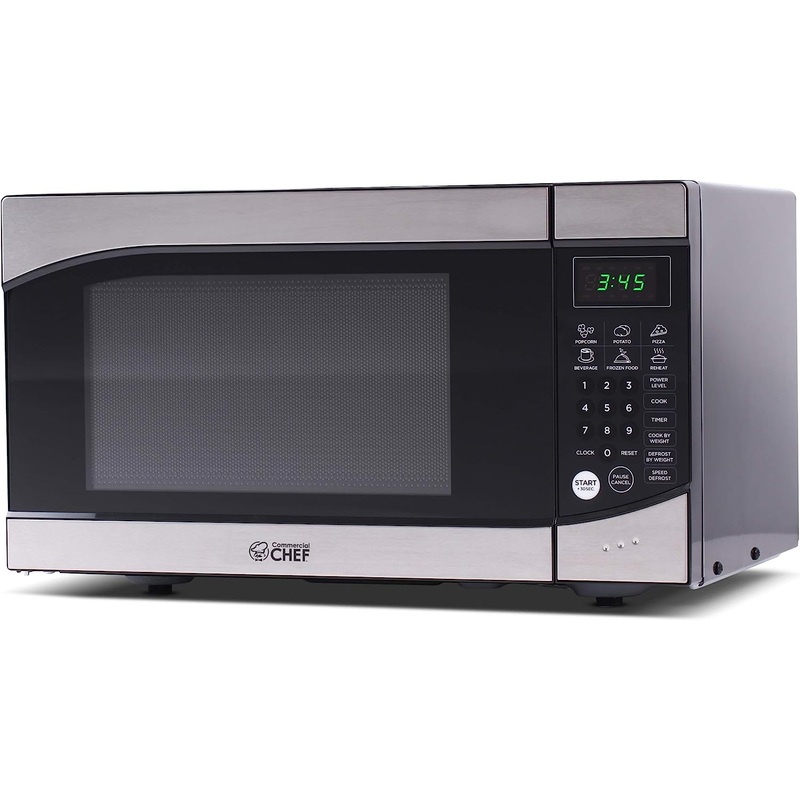 Countertop 0.9 Cubic Feet Microwave Oven, 900 Watt, Stainless Steel Front with Black Cabinet, Commercial Chef CHM009 | Bigbigmart.com