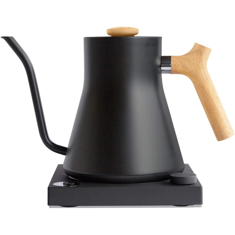 Fellow Stagg EKG Electric Gooseneck Kettle – Pour-Over Coffee and Tea Kettle – Stainless Steel Boiler – Quick Heating Electric Kettles for Boiling Water – Matte Black With Maple Handle | Bigbigmart.com