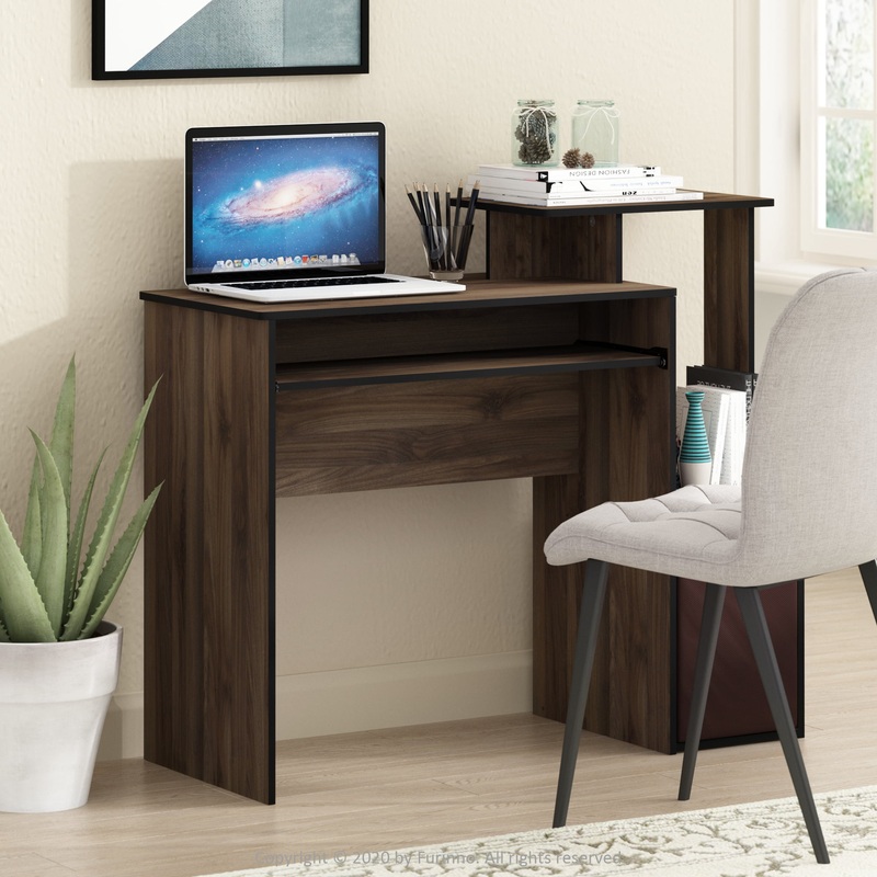 Furinno Econ Multipurpose Home Office Computer Writing Desk w/Bin, Sonoma Oak, Black | Bigbigmart.com